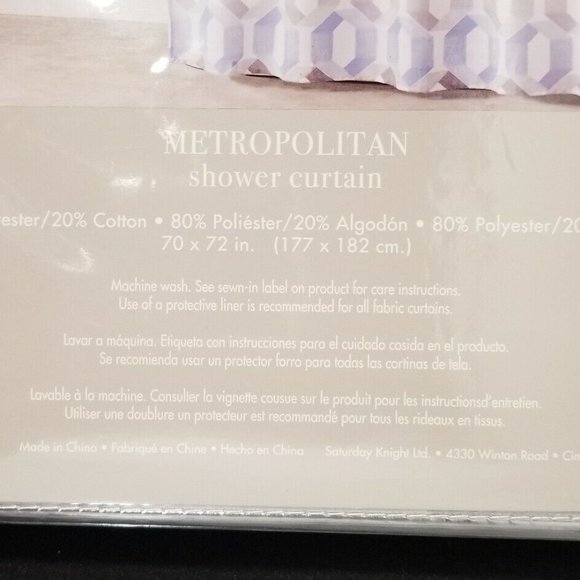 SKL Home Shower Curtain Metropolitan 70" x 72" White/Gray/Blue -New in Package - Picture 4 of 4